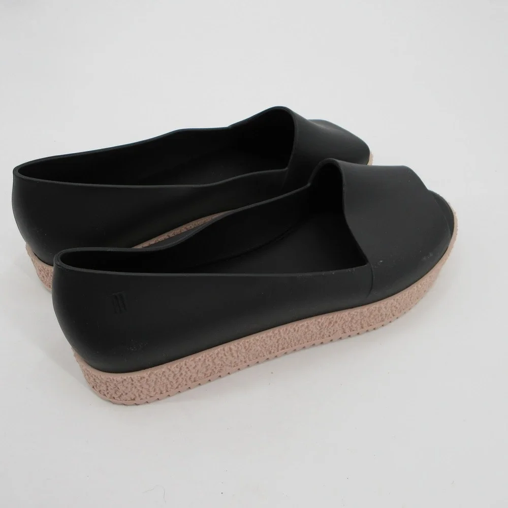 Melissa Hotness Women 10 Black Pink Platform Peep Toe Jelly Sandals Flatform